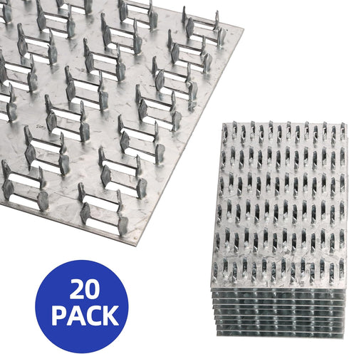 20 Pack 6x4 inch Pronged Truss Plates with 8mm Nail Teeth, Galvanized Steel Flat Mending Plates for Timber Roofing