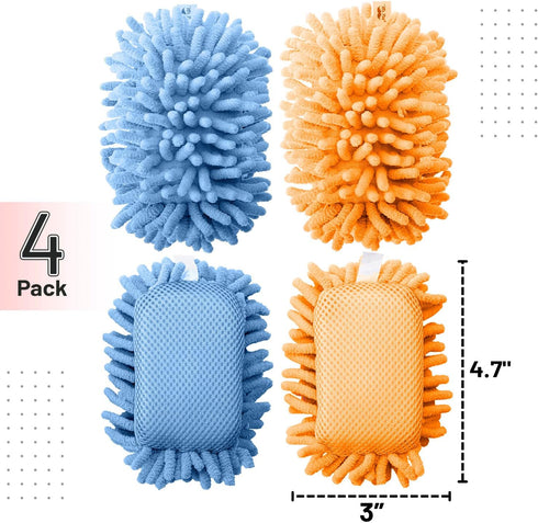 Mr. Pen Microfiber Shag Whiteboard Eraser, 4 Pack, Washable Blue & Orange Dry Erasers for White Boards