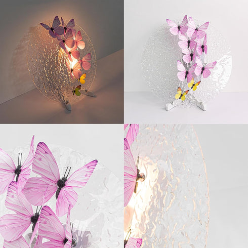 3D Dimmable Simulated Butterflies Acrylic Desktop Decoration Table Lamp Remote Color Changing Rechargeable Battery