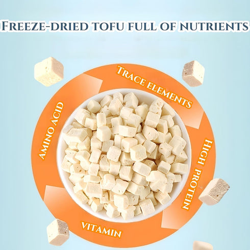 JKPDAMZ 8.47 oz 240g, 1cm Freeze Dried Tofu Cubes, High Protein Vegan Bites, Bite-Sized, Instant Dehydrated Tofu