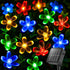 ANJAYLIA 60 LED Solar Flower String Lights Outdoor Waterproof, Cherry Blossom Lights
