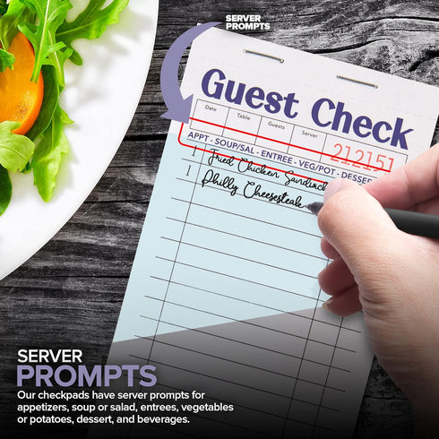 (20 Pack) 1000 Stock Your Home Blue Guest Check Books for Servers Server Note Pads, Waiter Checkbook, Food Receipt