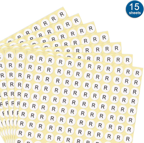 dealzEpic - Alphabet Stickers of The Letter R, Small Round Paper Self-Adhesive Peel and Stick Labels