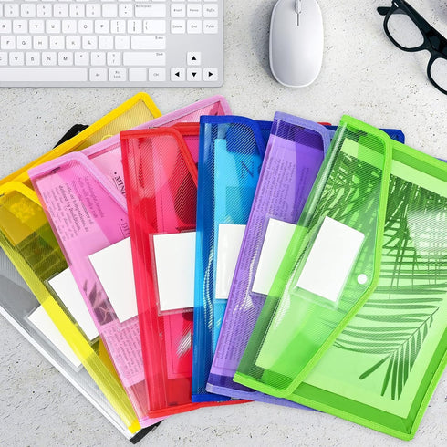 Plastic File Folders, 10 Pcs A4 Expandable Waterproof Pouch Envelopes with Snap Closure for Office/Business/School