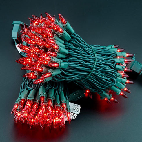 YULETIME 200 Red Christmas Lights, 2 Sets of 33 Feet 100 Count UL Certified String Lights (Red - Green Wire)