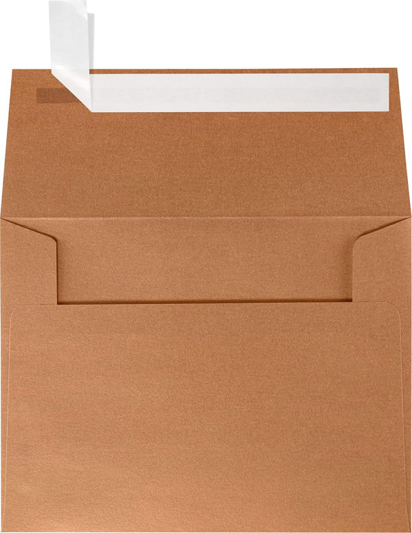 LUXPaper A2 Invitation Envelopes | 4 3/8" x 5 3/4" | Copper Metallic | 80lb. Text | 50 Qty | Peel & Press