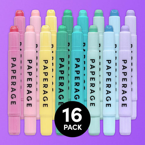 PAPERAGE Gel Highlighters, No Bleed & Smudge Free, Assorted Pastel Colors, 16 Count