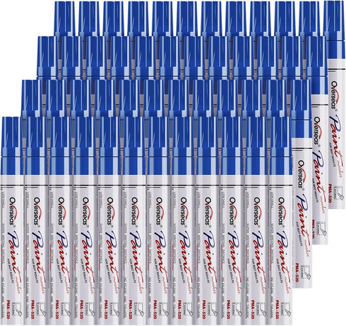 Overseas 48 Blue Paint Pens, Oil Based Permanent Markers Set - Quick