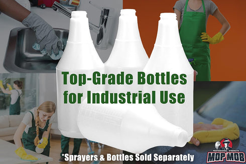 Commercial-Grade Chemical Resistant 32 oz Bottles - 4 Pack with Embossed Scale for Measuring, Ideal for Cleaning