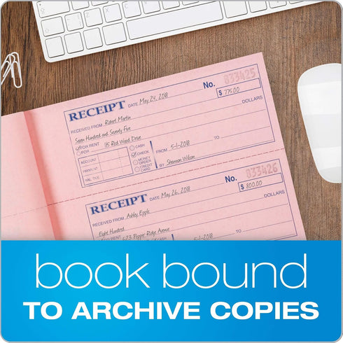 Adams 3-Part, 7-5/8" 10-7/8", 100 Sets 4 (TC1182) Money and Rent Receipt Book, Carbonless, White/Canary/Pink, x Bound