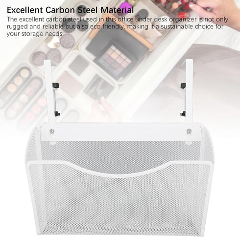 Yosoo Health Gear Hanging Desk Side Organizer, Adjustable Carbon Steel and PP Mesh, Clamp On Storage for Office Home