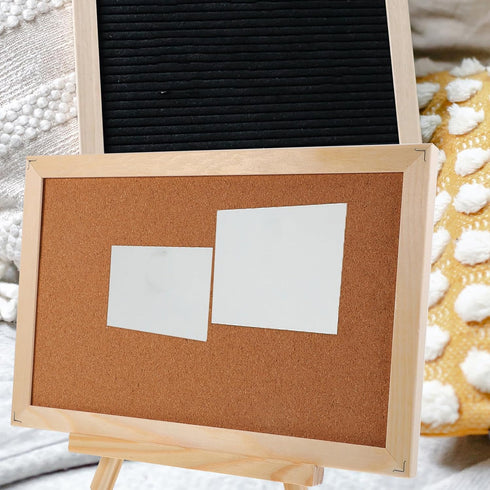 MAGICLULU Wooden Frame Message Board - Pin Board with Wood Easel Display Stand, Tripod Holder, and Cork Notes Box