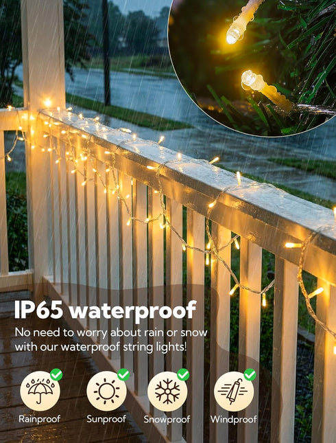 Bedroom,98FT 200 String Lights Indoor LED Fairy String Lights Outdoor Waterproof, Memory Twinkle Christmas Light Plug