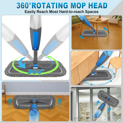 3 BPAWA Spray Mops for Floor Cleaning - Microfiber Wet Dry Dust Mop for Hardwood Laminate Wood Tile Vinyl Floors
