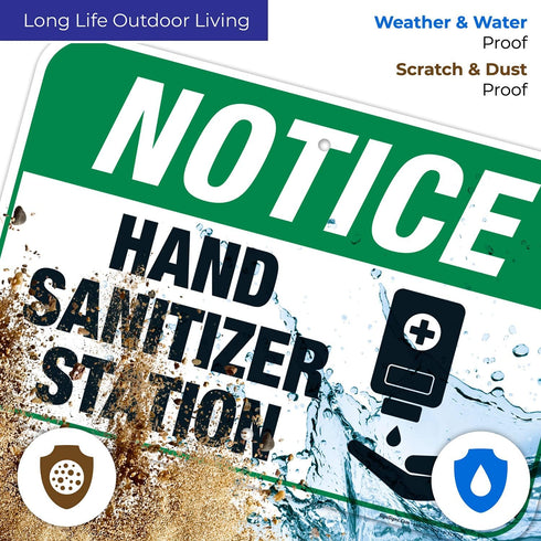 12x18 Inches, 55 Hand Sanitizer Station Sign, mil Thick HDPS (high Density polystyrene), Made in USA