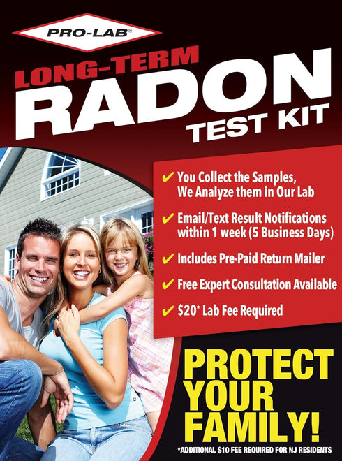 PRO-LAB Long-Term Radon Test Kit, EPA Approved, Comprehensive Monitoring, 20 Lab Fee Required
