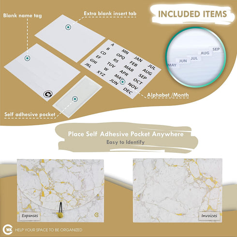 CNK File Folders Organizer, 13 Pockets Accordion Expanding Folder for Documents, Receipt, Letter Size, Alphabetical