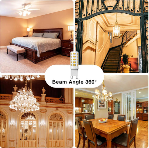 6 Pack Dimmable G9 Bulb 4W (40 3000K G9 Bulb T4 G9 Bulbs Chandelier,120V 450LM 360 G9 Bulb DAYBEETER LED Watt