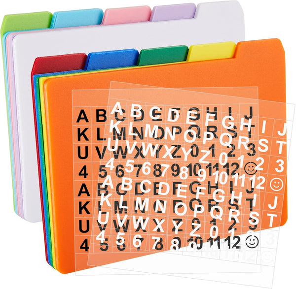 Lewtemi 50 Pieces Index Card Dividers Set with Tabs - Alphabet Tabbed Guides & Self-Adhesive Number Stickers (Multi