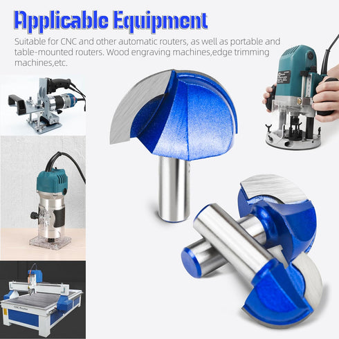 SMJXTOP 1-1/4" Set 1/2 Inch Cutting Diameter Cove Box Round Nose Router Bit Shank, Carbide Tipped Core Box Router Bit
