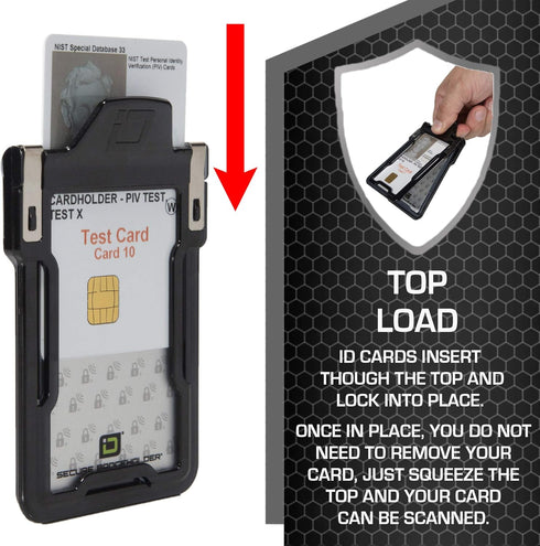 Identity Stronghold Secure RFID Badge Holder for 1 Card, Heavy Duty Hard Plastic, Black