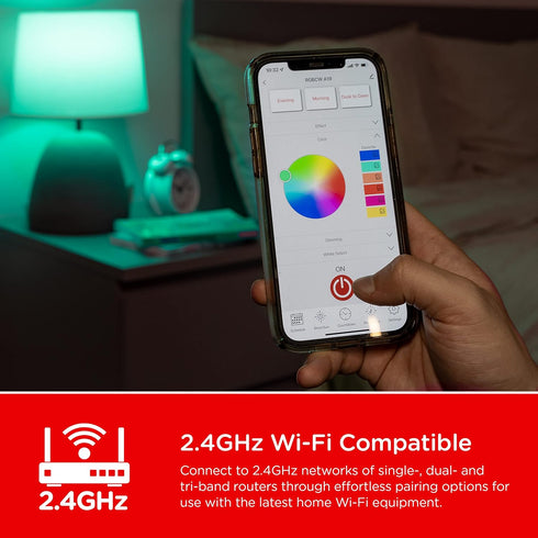 Bulb, A19, 60W 2700K 6500K, Dimmable, 2.4GHz 51444 UltraPro Wi-Fi LED Smart Light Equivalent, RGB, Color Changing