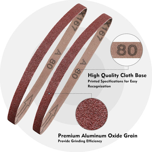 WORKPRO 24 Pack 1/2 x 18 Inch Sanding Belts, Aluminum Oxide Abrasive for Woodworking, Metal Polishing