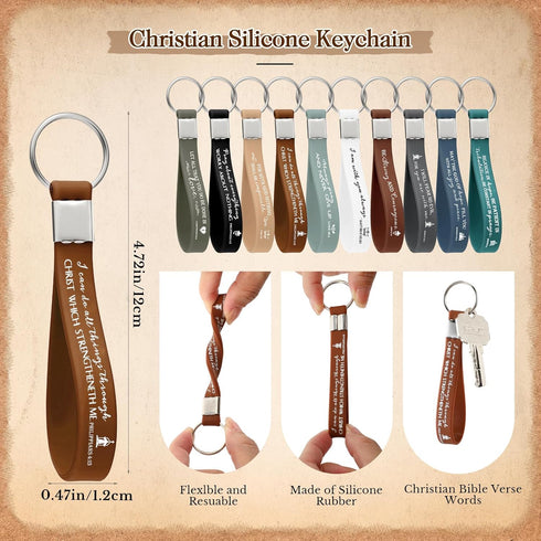 Gueevin 20 Sets Christian Gift Bulk - Inspirational Ballpoint Pens, Bible Verse Bamboo Pens & Scripture Keychains