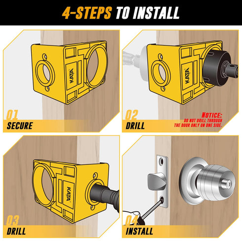 KATA 1-3/8" - 1-3/4" Door Lock Installation Kit with Large Chip-Clearance Slots for Deadbolts and Locksets