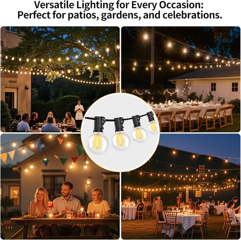Hobbynors 25Pack G40 Bulbs,Long-Life Lights,0.6W (5W 2700K White,E12 Globe LED & Shatterproof Vintage Design,Outdoor