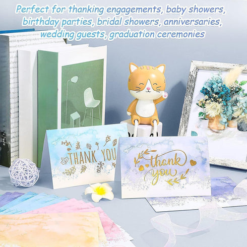 Zonon 24 Pack 2026 6 4 inch(Lovely Watercolor Thank You Cards with Envelope Thank You Notes with Round Stickers Gold