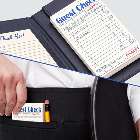 24 Pack, 1200 Guest Checks Books for Servers, Server Note Pads, Natural Color Paper, Waitress Notepad for Restaurants
