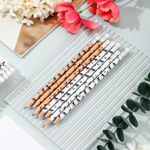 Horse Pencils for Kids, 48 Pieces, School Wood Pencils with Erasers for Party Favors