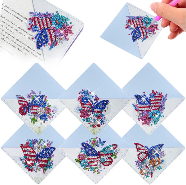LINGFANG 6 Pcs Diamond Painting Bookmark, DIY Corner Book Makers for Adults, Small Diamond Art Kits for Kids Girls