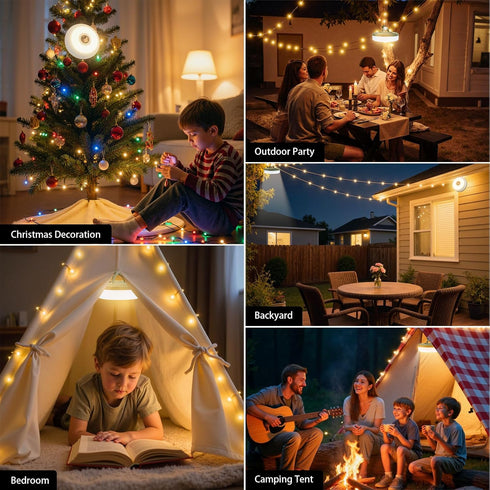 MDCMLKS 4 1 8 32.8FT Camping String Lights, in Portable Camping Light Rechargeable, Lighting Modes, USB Charging, Quick