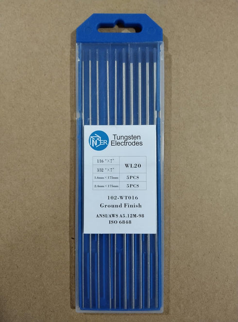 ZINGER TIG Welding Tungsten Electrodes - 2% Lanthanated (WL20/EWLa-2) Blue, 10-Pack