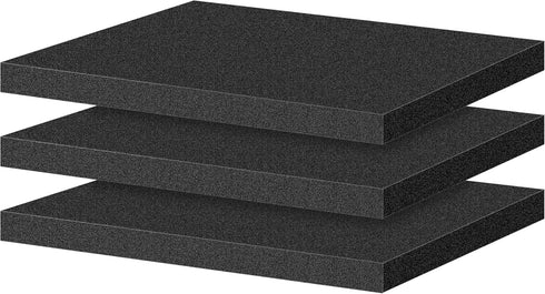 ToLanbbt Polyurethane Foam Sheets, 3P 18 x 12 x 1 Inch Cuttable Tool Box Case Foam Inserts, Black Cushion Packing Pads