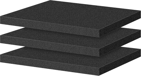 ToLanbbt Polyurethane Foam Sheets, 3P 18 x 12 x 1 Inch Cuttable Tool Box Case Foam Inserts, Black Cushion Packing Pads