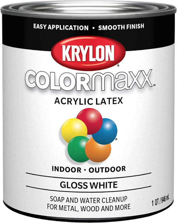 Krylon K05612007 White COLORmaxx Paint & Primer | 1/2 pt, Gloss