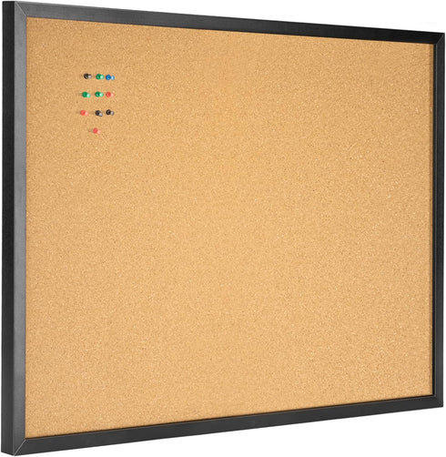 OWLKELA 24'' x 36'' Cork Board Bulletin Board, Black Framed Corkboard, Decorative Hanging Pin Board
