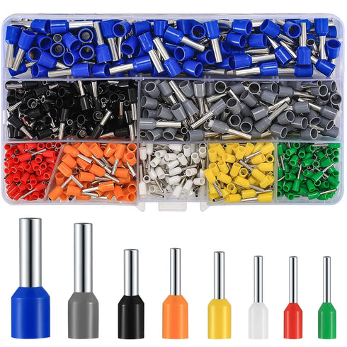 800 Pcs Wire Ferrule Connectors Kit, AWG 22-10 Copper Nylon Insulated Crimp Ferrules for Electric, Industrial