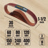 POWERTEC 18PK 1-1/2 x 30 Inch Sanding Belts - Aluminum Oxide Belt Sander Paper Assortment for Woodworking