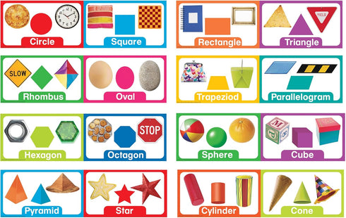 Eureka Mini Bulletin Board Set, Shapes and Solids Classroom Decorations for Teachers, 16 Pieces