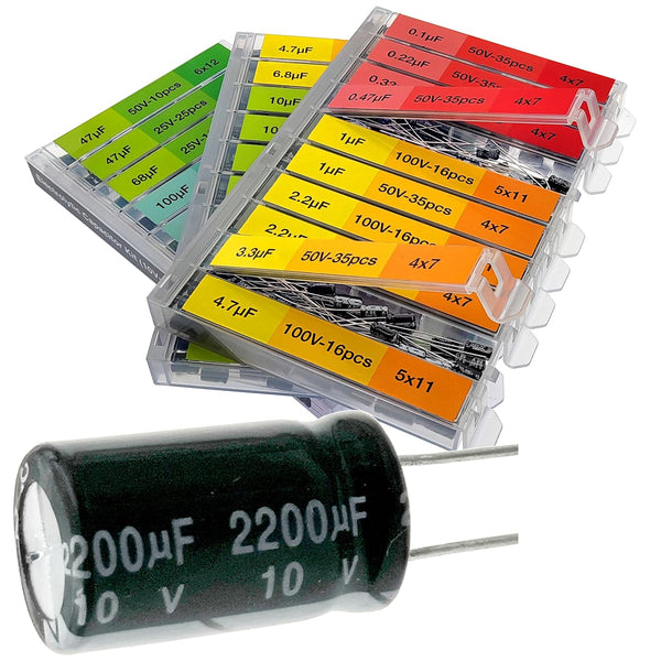 EEEEE 0.1uF-2200uF 633 pcs Capacitor Set, 30 Value Electrolytic Capacitor Assortment Kit for Industrial Electrical