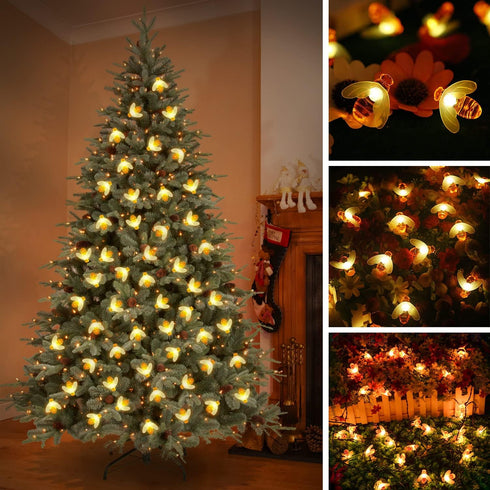 Solar Bee String Lights, 30 LED Cute Waterproof Outdoor Fairy Lights with 8 Modes for Wedding Home Garden Patio