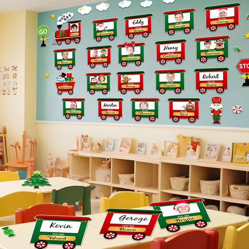 Weekgrat 42 Mindset Pcs Christmas Train Affirmation Station Bulletin Board Decoration Train Motivational Growth Cutouts