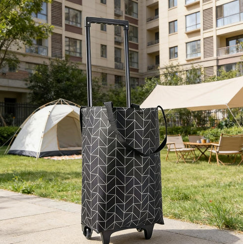 18.9x11.02x7.09in Folding Trolley Bag with Wheels Large Capacity Reusable Grocery Cart for Shopping Camping Hand Pulled