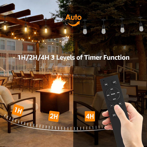 120W Dimmer 4 3 S14/ST38/G40 Larkvue Outdoor for String Lights with Remote, Brightness, Modes, Timer & Memory Function