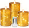 Da by Gold Flameless Candle, Battery-Powered Candle with Recessed String Light, LED