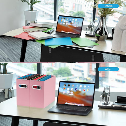 Oterri File Organizer, Small Collapsible Cardboard File Box, Portable Hanging Organizer for Letter Size, 6 Packs